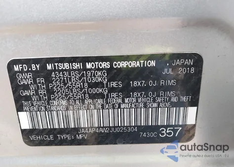 2018 Mitsubishi Outlander Sport 2.4 Sel from USA, damaged, VIN JA4AP4AW2JU025304